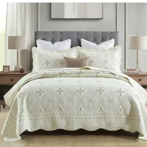 couvre-lit beige coton