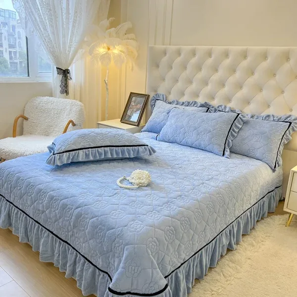 couvre-lit luxe bleu velours