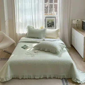 couvre lit vert en coton